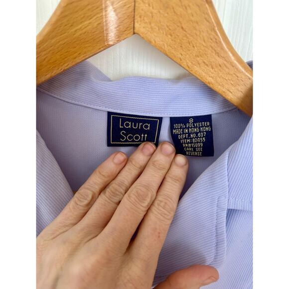 Vintage Women's Violet Short Sleeve Button Down Blouse Size Medium with Tie Back - Picture 3 of 5